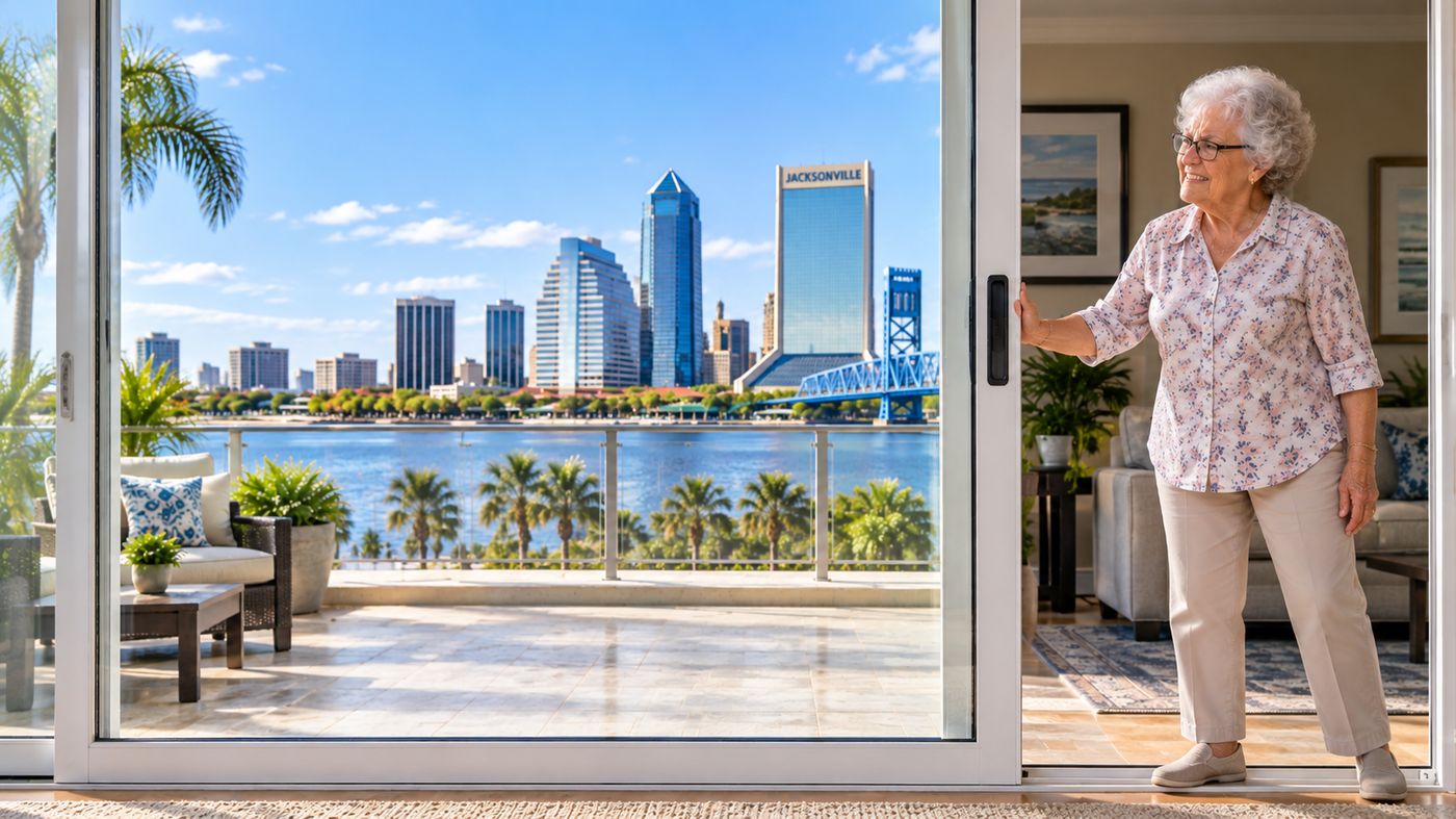 Homeowner easily opening a repaired sliding glass door